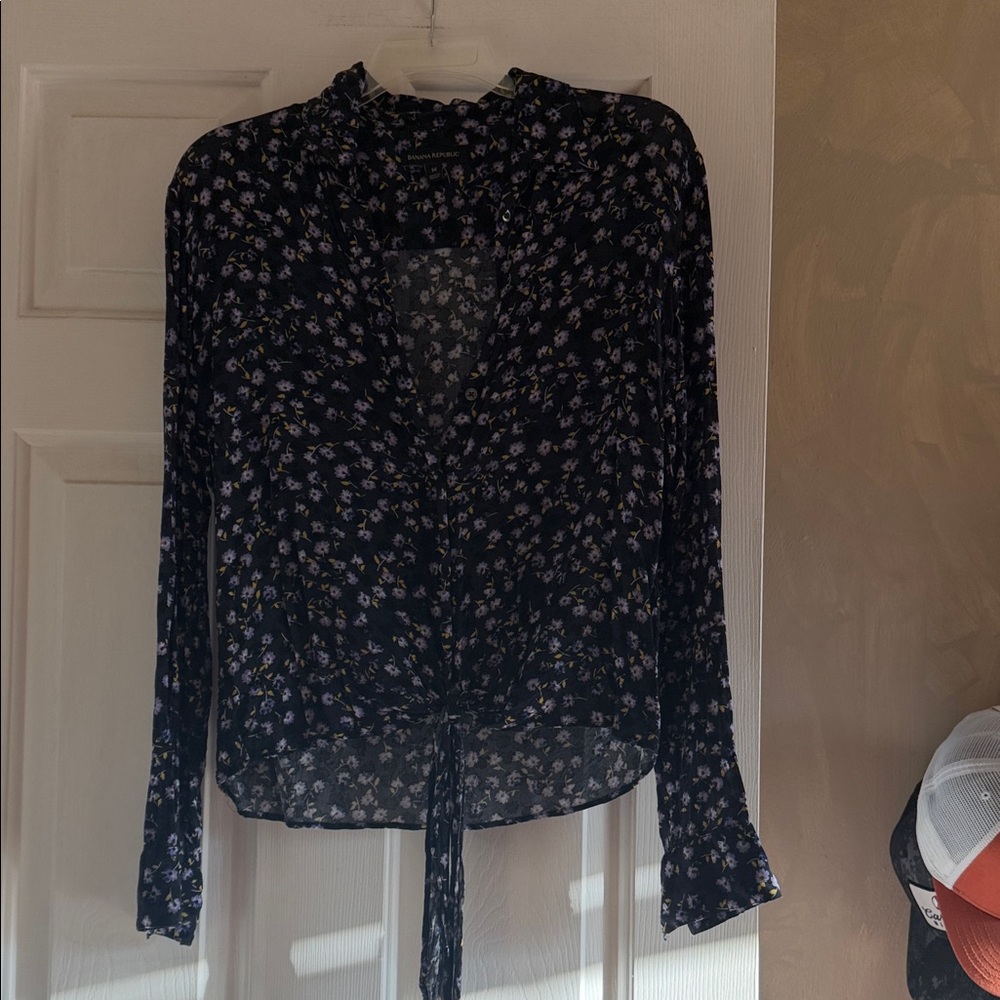 Banana Republic Black Floral Blouse